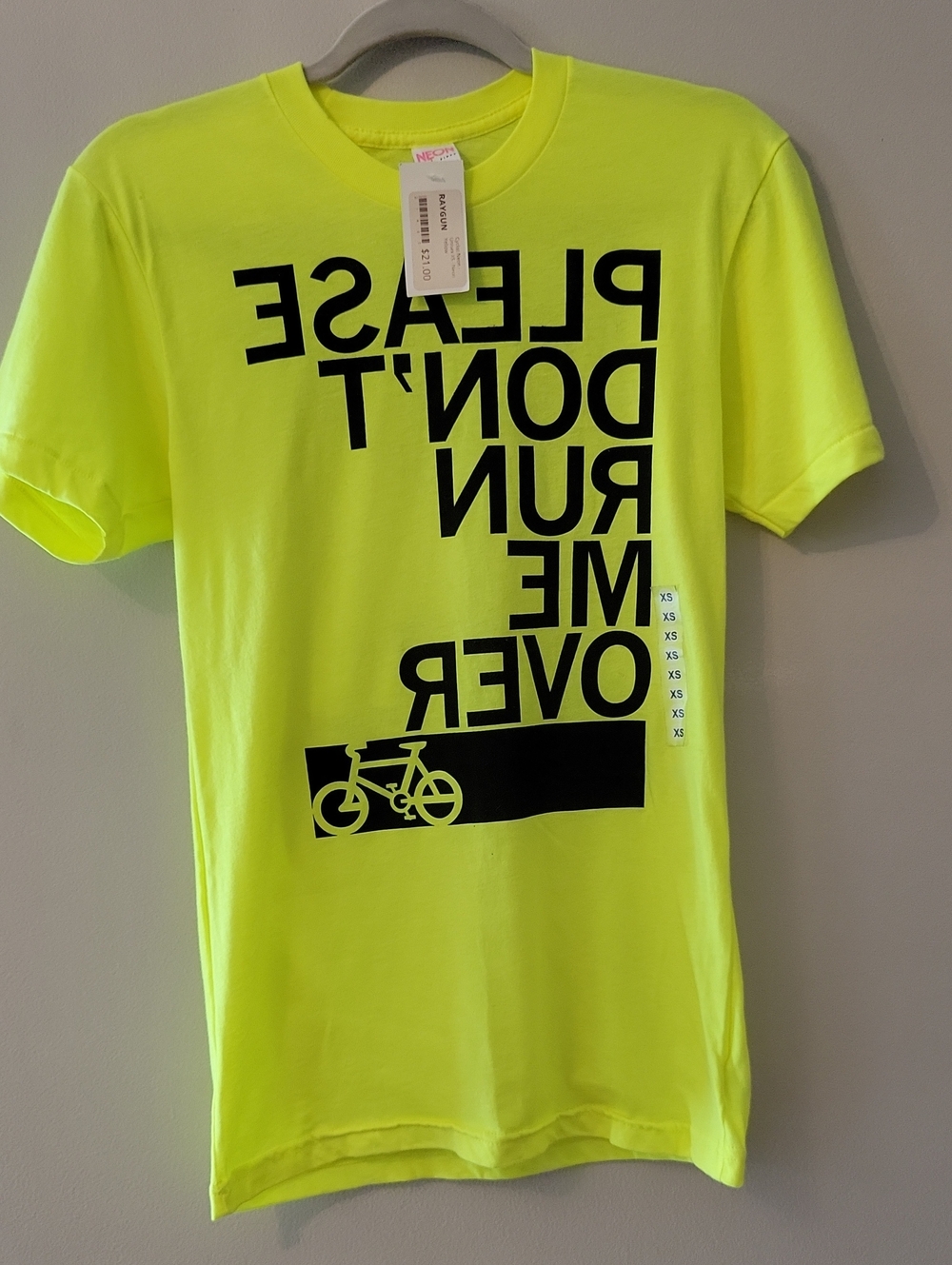 Neon Yellow Graphic Men’s T-Shirt - Please Don't Run Me Over